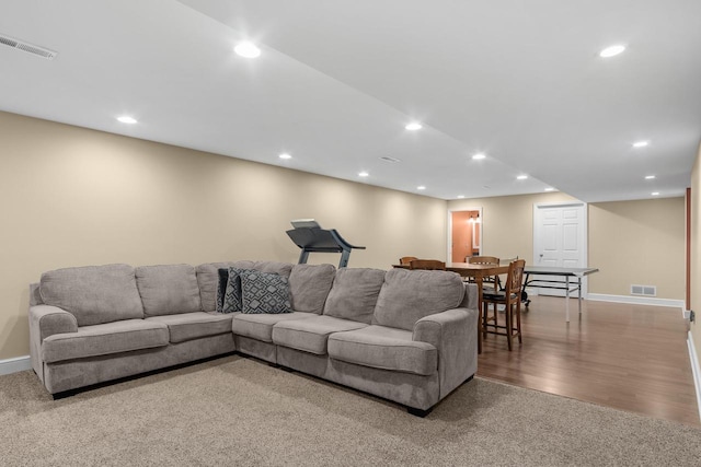 living room featuring light hardwood / wood-style floors