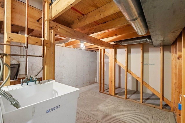 basement featuring sink