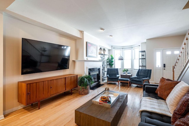 living room featuring light hardwood / wood-style floors