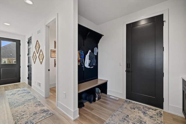 mudroom with light wood-type flooring