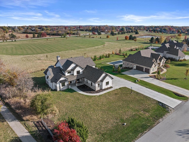 aerial view with a rural view