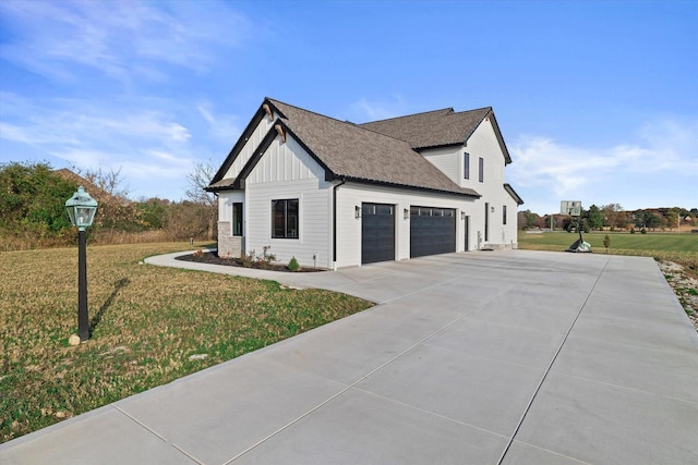 view of property exterior with a lawn