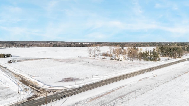 view of yard layered in snow