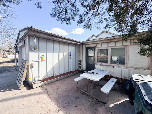 exterior space featuring board and batten siding