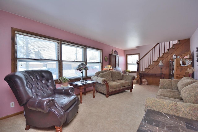 living room featuring carpet