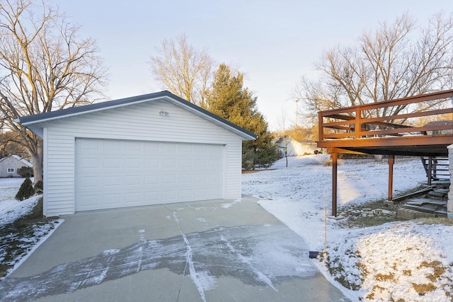 view of snow covered garage