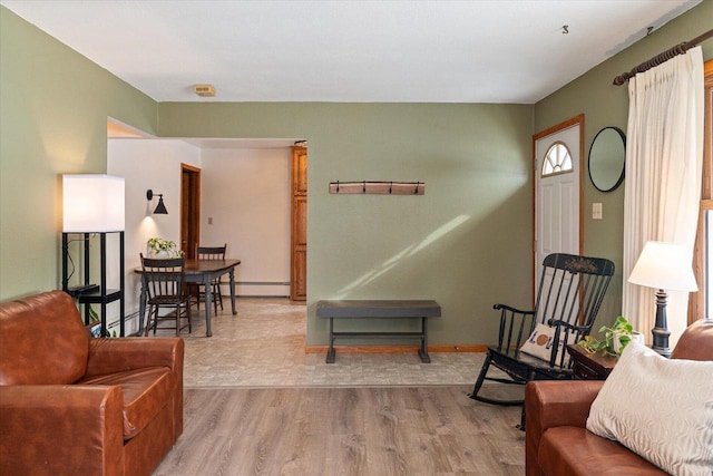 living room featuring light hardwood / wood-style flooring