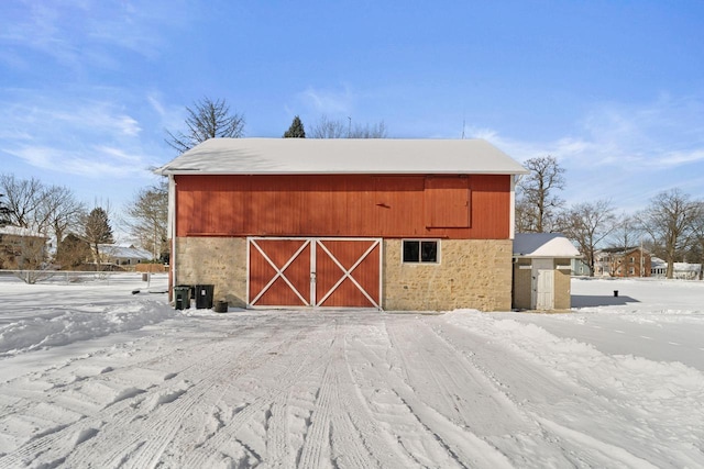 view of snow covered structure