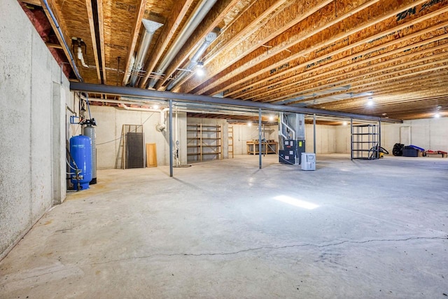 basement featuring heating unit