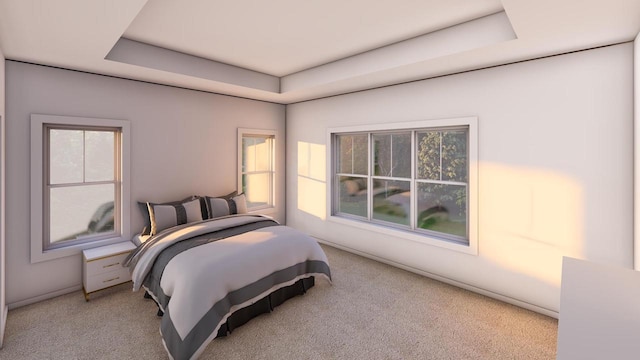 L146 Winn Dr, Waunakee, WI 53597 - bedroom with baseboards, light colored carpet, and a raised ceiling
