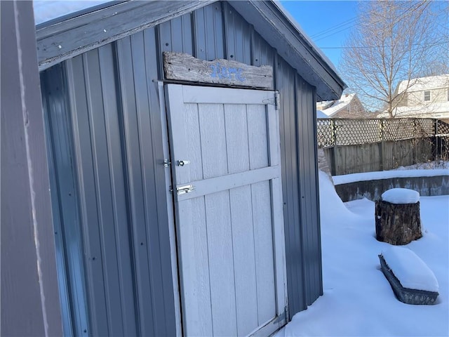 view of snow covered structure