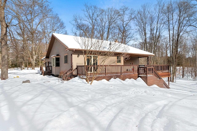 view of front of house with a wooden deck