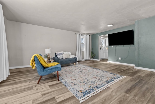 living room with hardwood / wood-style flooring