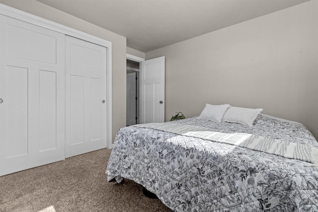 carpeted bedroom featuring a closet