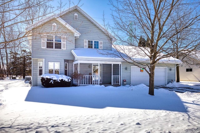 front of property featuring a garage and a porch