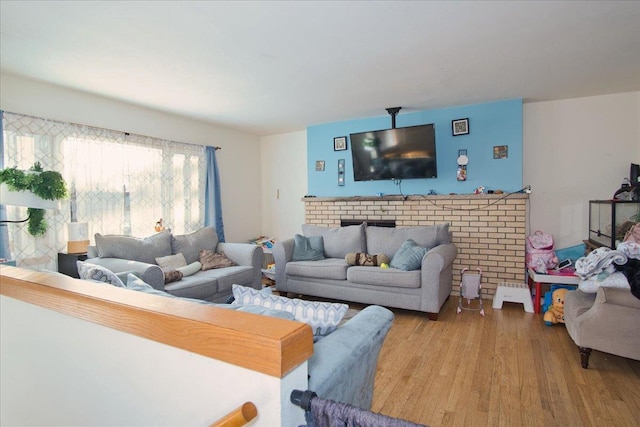 living room featuring light hardwood / wood-style flooring