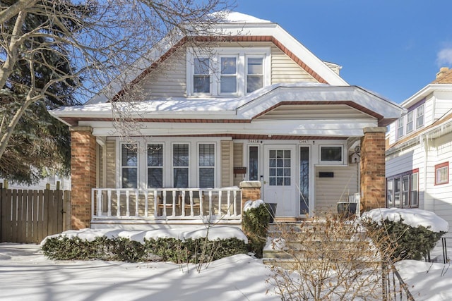 view of front of property featuring covered porch