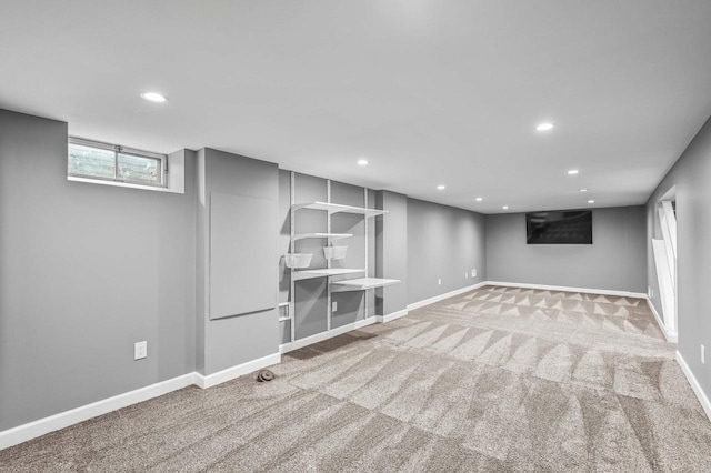 basement with carpet