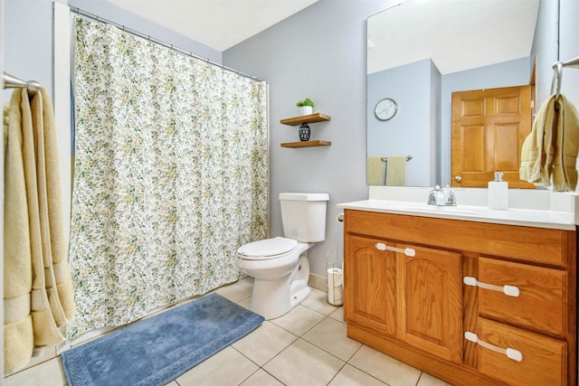 bathroom featuring tile patterned flooring, vanity, and toilet