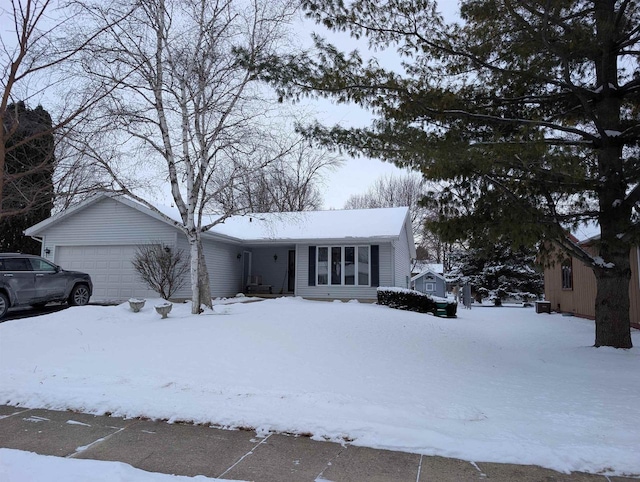 single story home with a garage