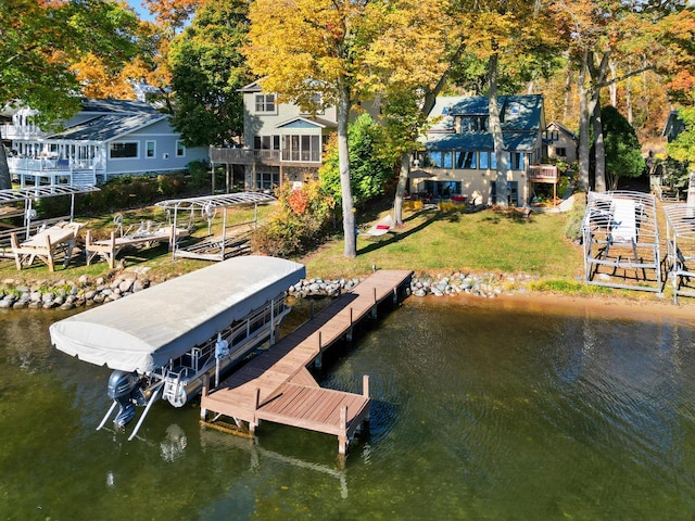 dock area featuring a water view