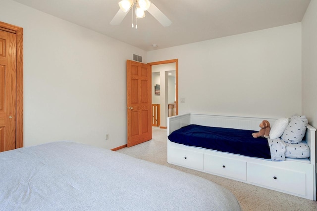 W5553 Oak Park Rd, Elkhorn, WI 53121 - bedroom featuring light carpet and ceiling fan