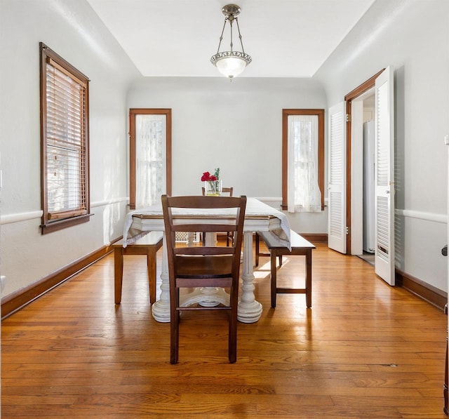 dining room with hardwood / wood-style floors