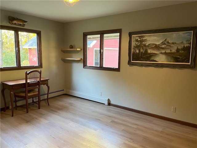 interior space with light hardwood / wood-style floors and a wealth of natural light