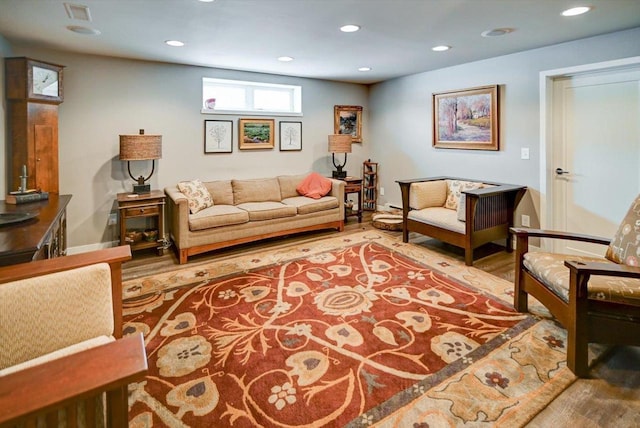 living room featuring hardwood / wood-style flooring