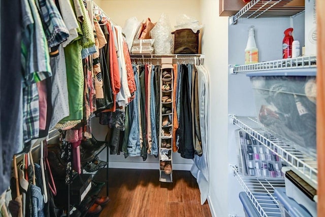 spacious closet featuring hardwood / wood-style floors