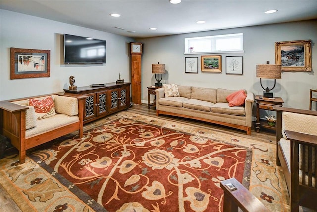 living room with hardwood / wood-style floors