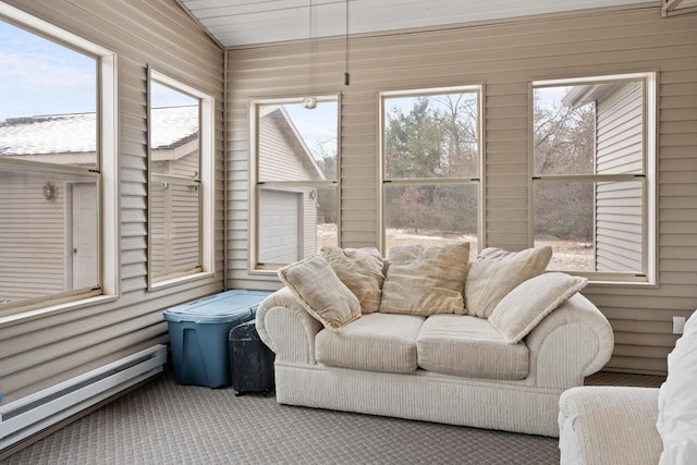 sunroom with a baseboard radiator