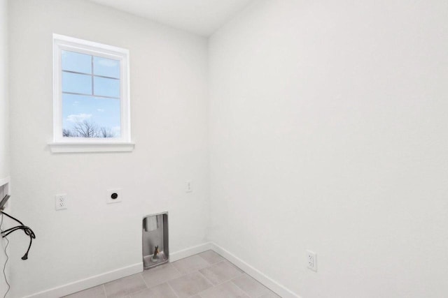 clothes washing area with washer hookup and electric dryer hookup