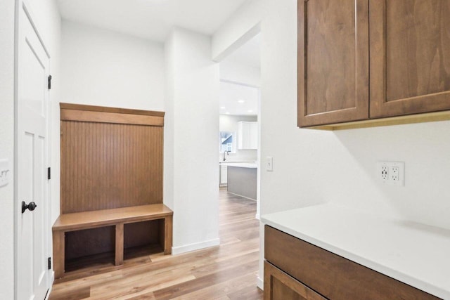 mudroom featuring light hardwood / wood-style flooring