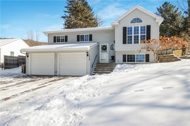 bi-level home with a garage