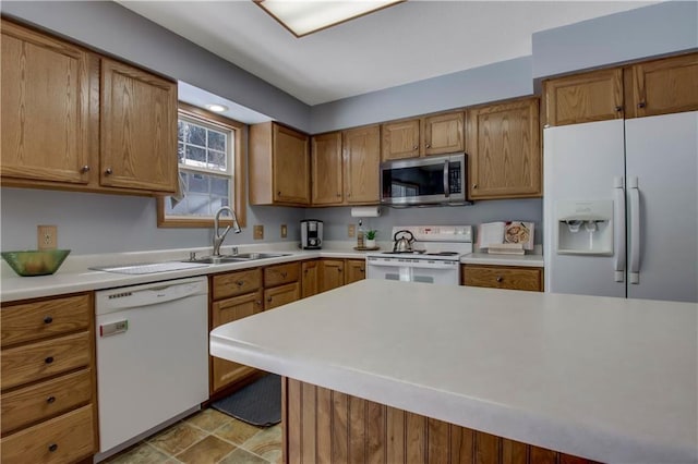 kitchen featuring sink and white appliances