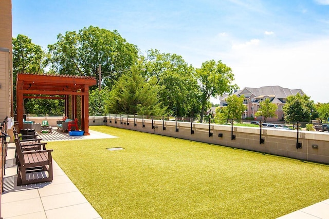 view of yard featuring a pergola and a patio