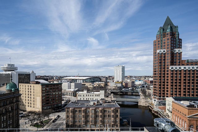 property's view of city with a water view