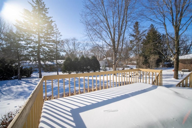 view of yard covered in snow