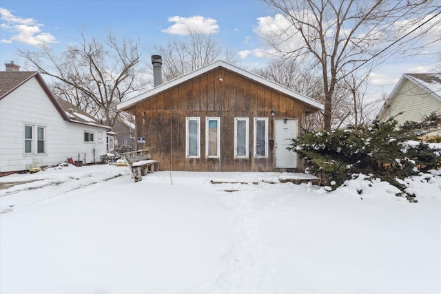 view of snow covered property