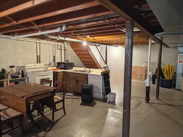 unfinished basement with a sink