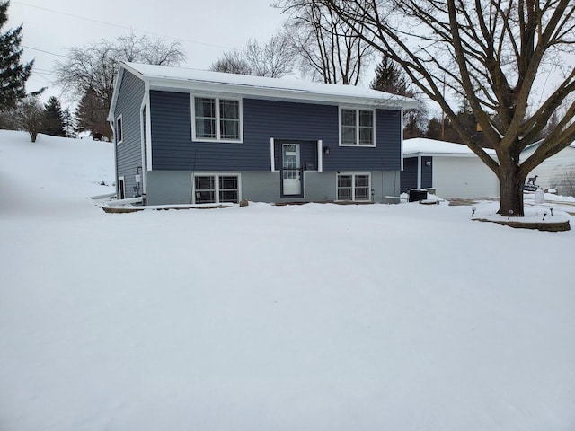 raised ranch with a detached garage