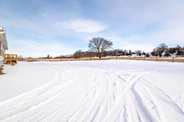 view of yard covered in snow