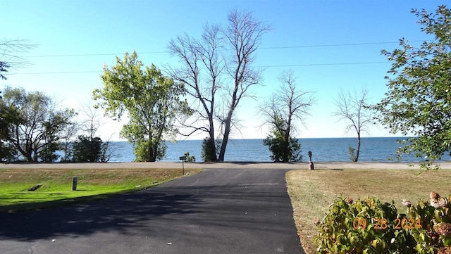 view of street featuring a water view