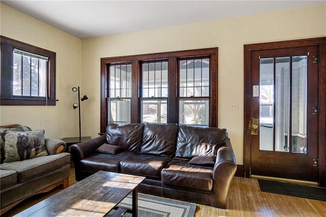 living room with wood finished floors