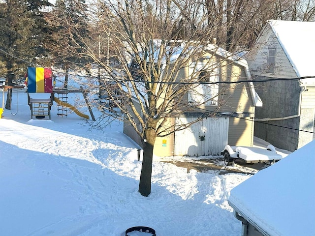 view of snow covered exterior