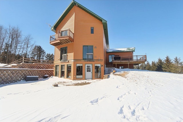 view of snow covered property