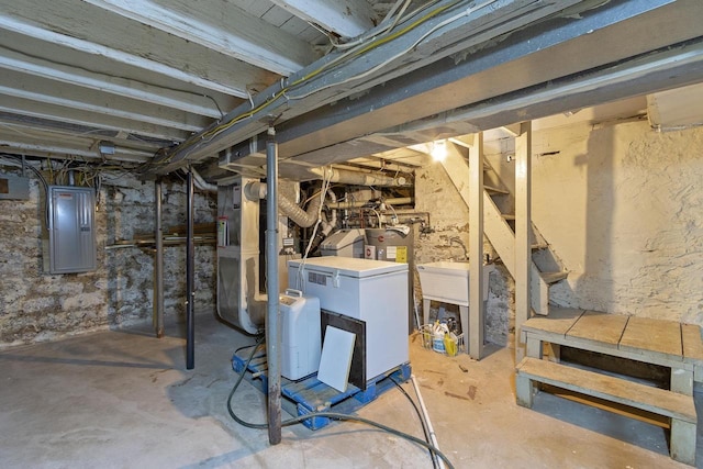 unfinished basement with electric panel