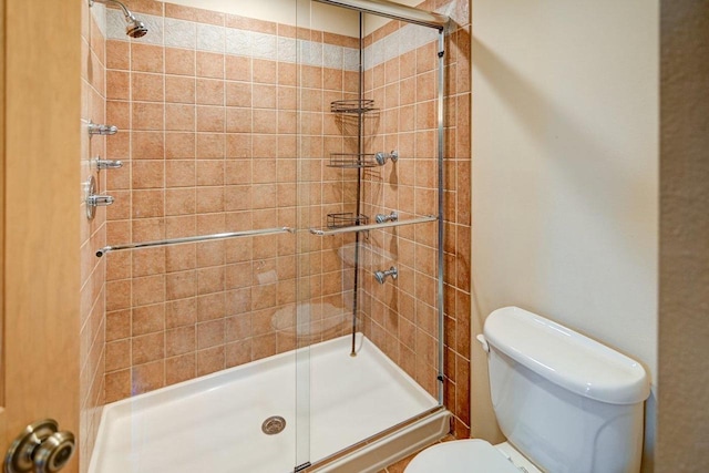 full bath featuring toilet and a stall shower