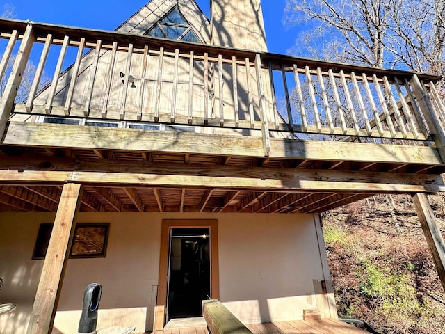 back of property with stucco siding